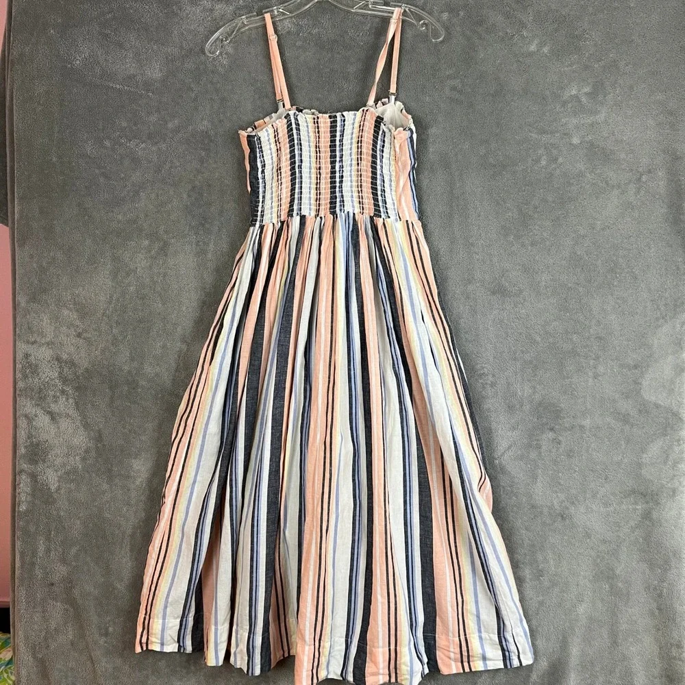 Free People Lilah Pleated Tube Dress Womens S Midi Striped Beachy Coastal